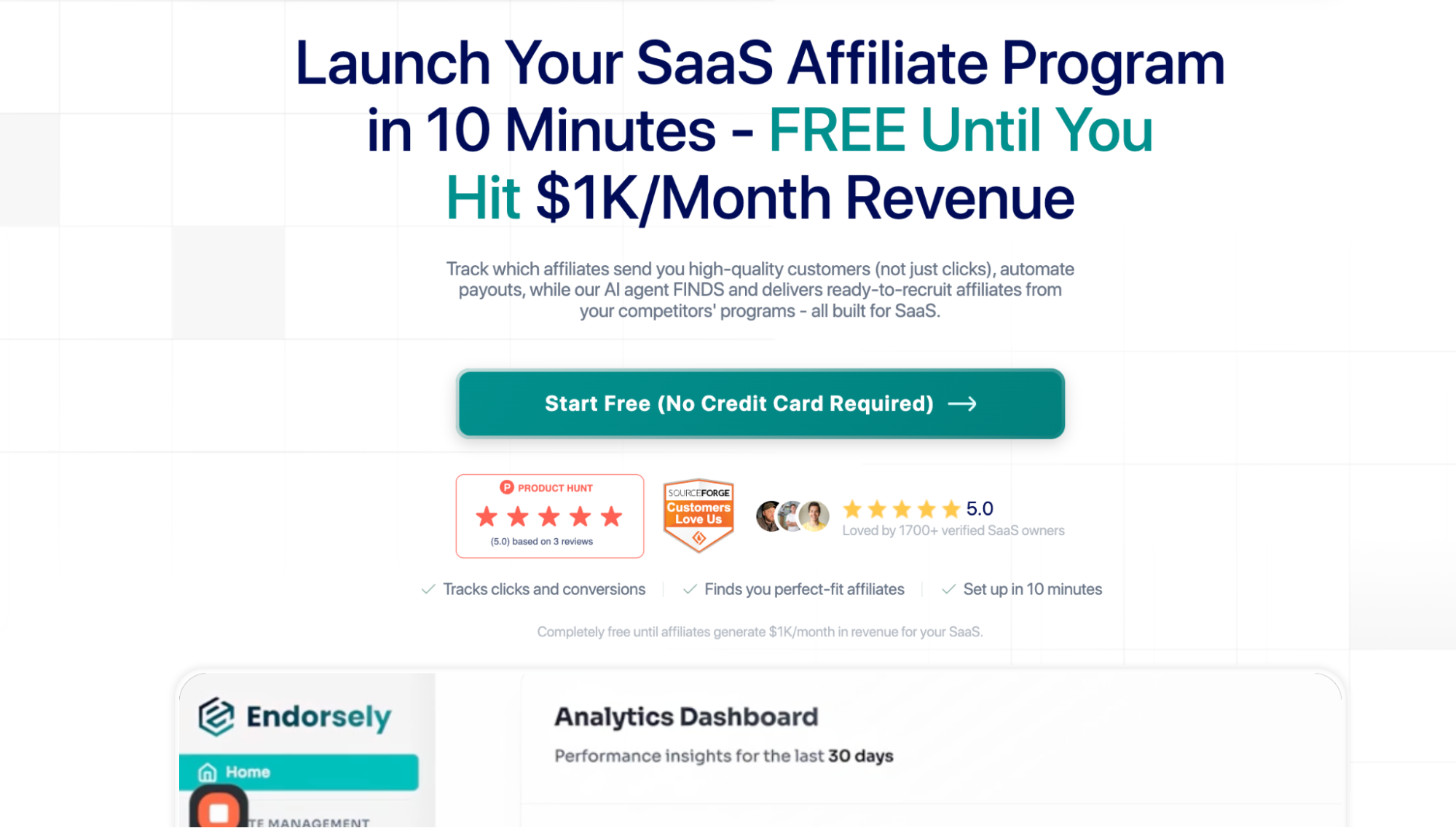 Endorsely - free affiliate recruitment and tracking platform for SaaS