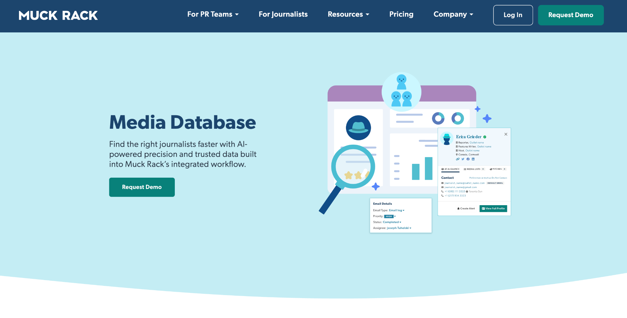 Muck Rack media database - find the right journalists faster with AI-powered precision